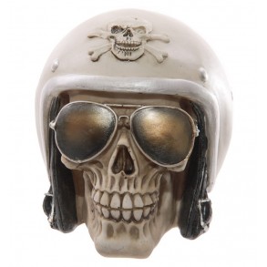 Hucha Calavera con Casco y Gafas de Sol 2