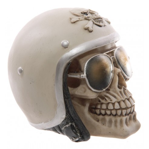 Hucha Calavera con Casco y Gafas de Sol