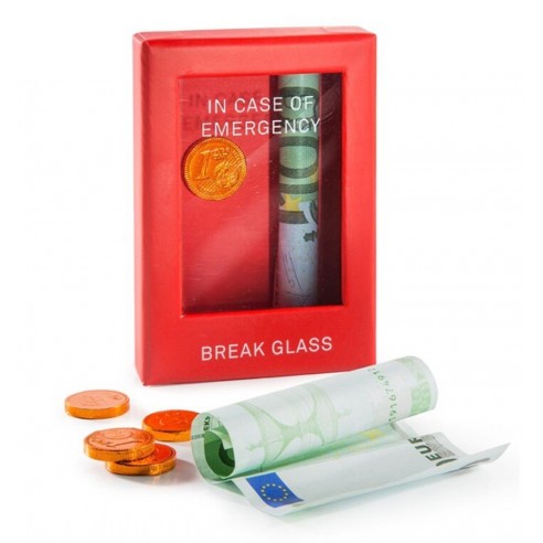 Caja de Emergencia Billete 100 euros y Moneda Chocolate