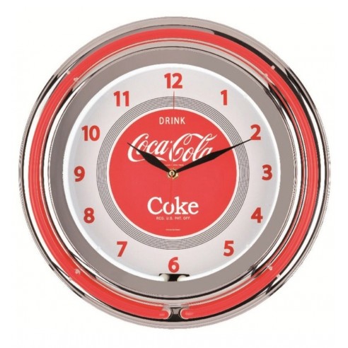 Reloj Pared doble Neón Coca-Cola