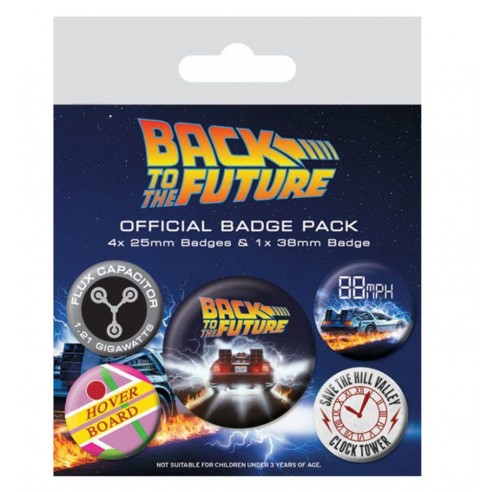 Pack de 5 Chapas Regreso al Futuro DeLorean