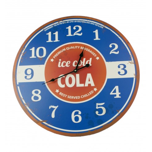 Reloj Retro de Pared de Madera Ice Cold Cola