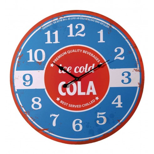Reloj Retro de Pared de Madera Ice Cold Cola