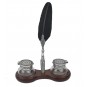 Conjunto Pluma Ave con soporte de Madera y dos Tinteros