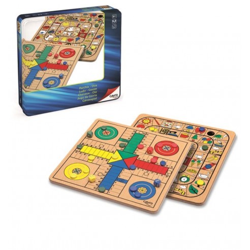 Juego Parchís Oca de Madera en Caja Metálica