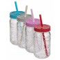 Conjunto 4 Vasos con Tapa a Rosca y Sombrilla Mimbre