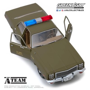 Coche Plymouth Fury U.S. Army Policie "Equipo A" 1977 Escala 1:18 2