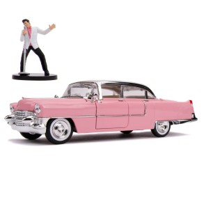 Coche Elvis Presley 1955 Cadillac Fleetwood Rosa con Figura Escala 1:24