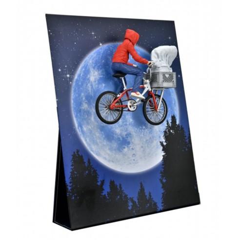 Figura E.T. Extraterrestre y Elliott con Bicicleta y Mini Póster de Luna