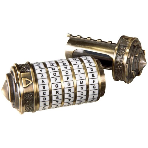 Cryptex Miniatura en Metal Envejecido Código da Vinci