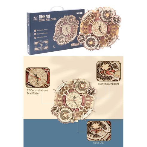 Puzzle de Madera Robotime Reloj de Pared Zodiaco