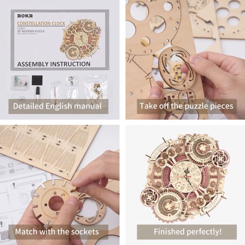 Puzzle de Madera Robotime Reloj de Pared Zodiaco