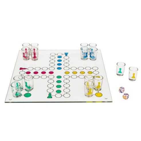 Juego Chupitos Parchís de Cristal