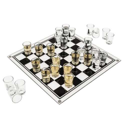 Juego Chupitos Ajedrez con 32 Vasos de Cristal