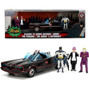 Coche Batmobile 1966 Classic TV con 4 Figuras Escala 1:24 2