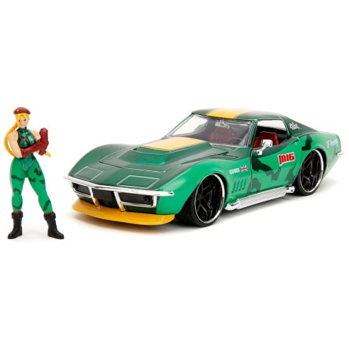 Coche Cammy 1969 Chevrolet Corvette Street Fighter II con Figura Escala 1:24