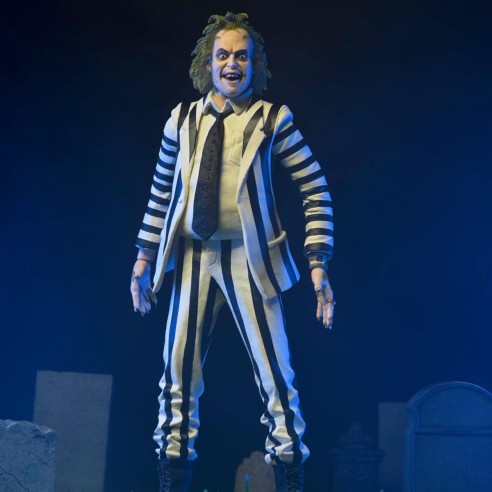 Figura Beetlejuice Traje a Rayas Blanco y Negro 18 cm