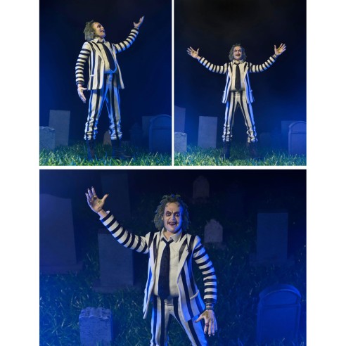 Figura Beetlejuice Traje a Rayas Blanco y Negro 18 cm