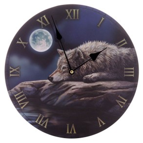Reloj de Pared Lobo en Noche Tranquila - Lisa Parker