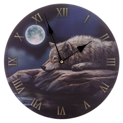 Reloj de Pared Lobo en Noche Tranquila - Lisa Parker