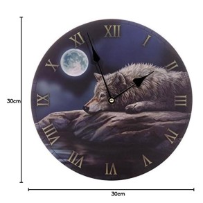 Reloj de Pared Lobo en Noche Tranquila - Lisa Parker 2