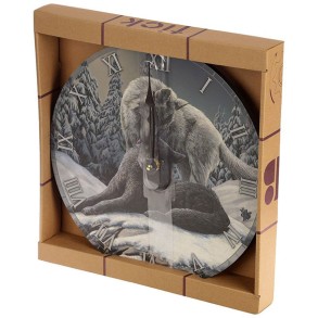 Reloj de Pared Lobos se Besan en la Nieve - Lisa Parker
