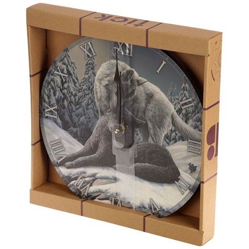 Reloj de Pared Lobos se Besan en la Nieve - Lisa Parker