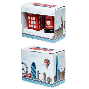 Set de Salero y Pimentero de Cerámica Cabina y Buzón Londres 2