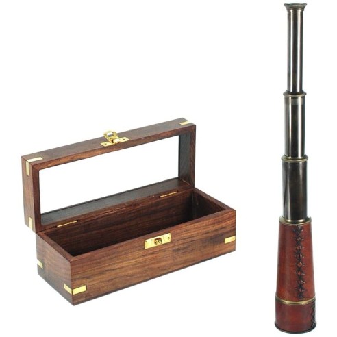 Telescopio Náutico Artesanal con Caja de Madera