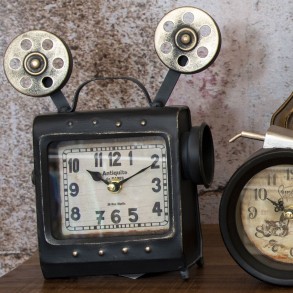 Reloj Metálico de Sobremesa Proyector Vintage