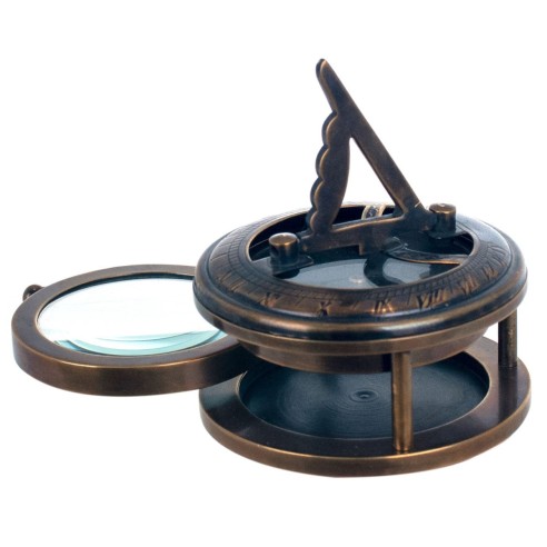 Reloj Solar, Brújula y Lupa Vintage