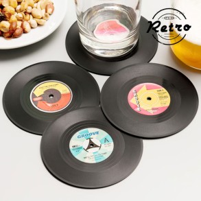 Set 4 Posavasos Discos Vinilo