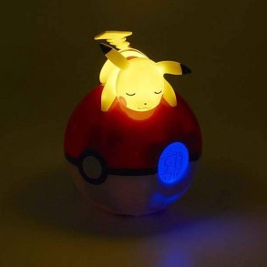 Pikachu Durmiendo en Pokeball - Reloj Despertador Lámpara Led Pokemon 2