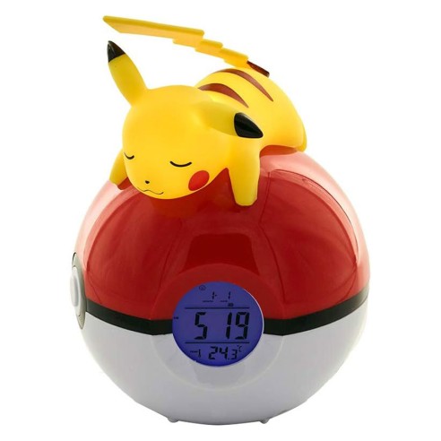 Pikachu Durmiendo en Pokeball - Reloj Despertador Lámpara Led Pokemon