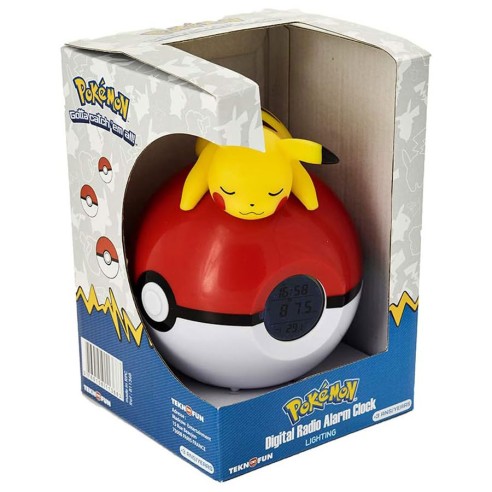 Pikachu Durmiendo en Pokeball - Reloj Despertador Lámpara Led Pokemon