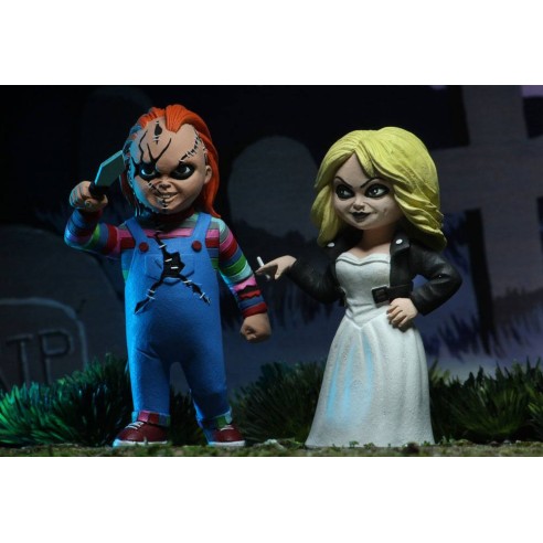 La novia de Chucky Pack de 2 Figuras Toony Terrors Chucky & Tiffany 15 cm