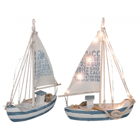 Barco de Vela de Madera con 13 Luces Led