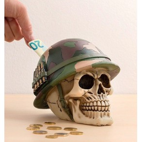 Hucha Calavera Soldado con Casco y Balas