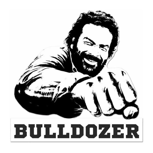 Placa de Chapa 3D Bud Spencer Bulldozer Blanco/Negro 45 x 45 cm
