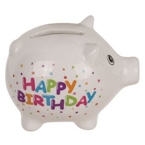 Hucha Cerdito "Feliz cumpleaños"