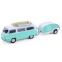 Coche Volkswagen Type 2 con Surfboards and Teardrop Trailer Hitch and Tow Escala 1:64