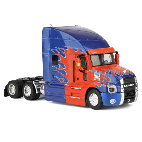Camión Mack Anthem Truck Cab - Red & Blue Flames Solid Pack Escala 1:64