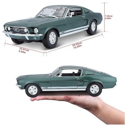 Coche Ford Mustang 1967  GTA Fastback Verde Metalizado Escala 1:18