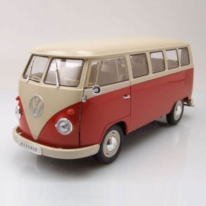 Furgoneta Volkswagen 1963 - T1 Classical Microbus Rojo/Blanco Escala 1:18
