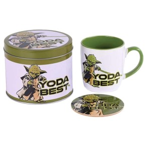 Lata Regalos con Taza + Posavasos Star Wars Yoda Best
