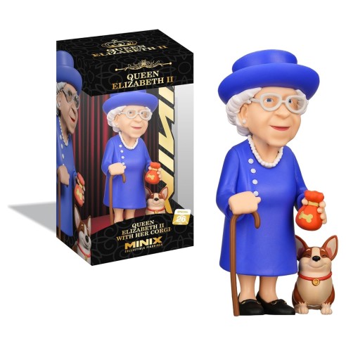 Figura Minix Reina Isabel II con su Corgi 12 cm
