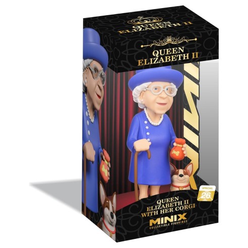 Figura Minix Reina Isabel II con su Corgi 12 cm