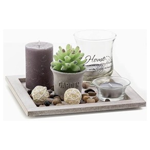 Plato de Madera Decorativo Portavelas 2