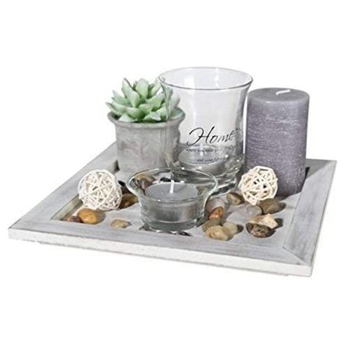 Plato de Madera Decorativo Portavelas