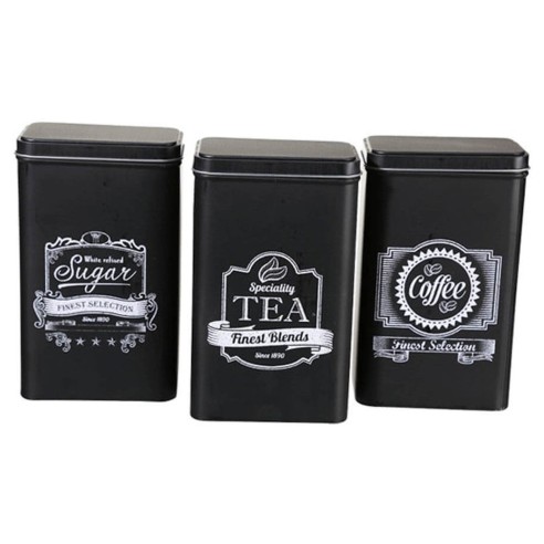 Conjunto 3 Latas de metal, Café, Té y Azucar